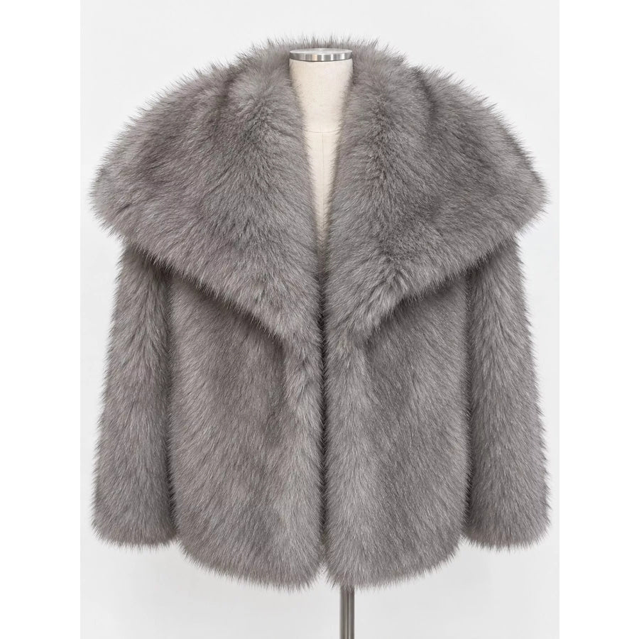 Fox Fur Collar Winter Outerwear Medium Gray And Black-Tipped With Oversized / 2XL Apparel Accessories