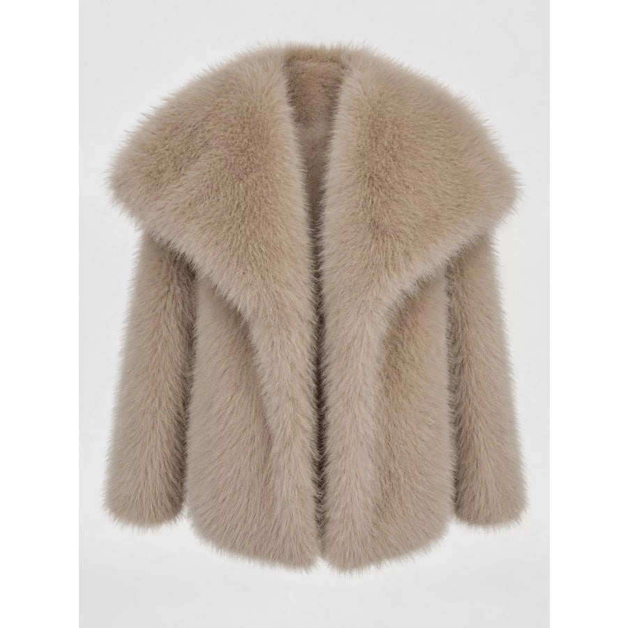 Fox Fur Collar Winter Outerwear Milk Tea-Oversized / XS Apparel and Accessories