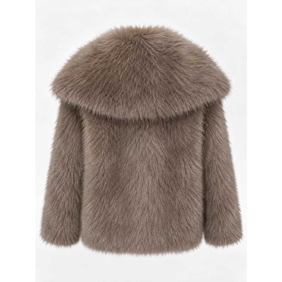 Fox Fur Collar Winter Outerwear Reddish Brown-Oversized / XS Apparel and Accessories