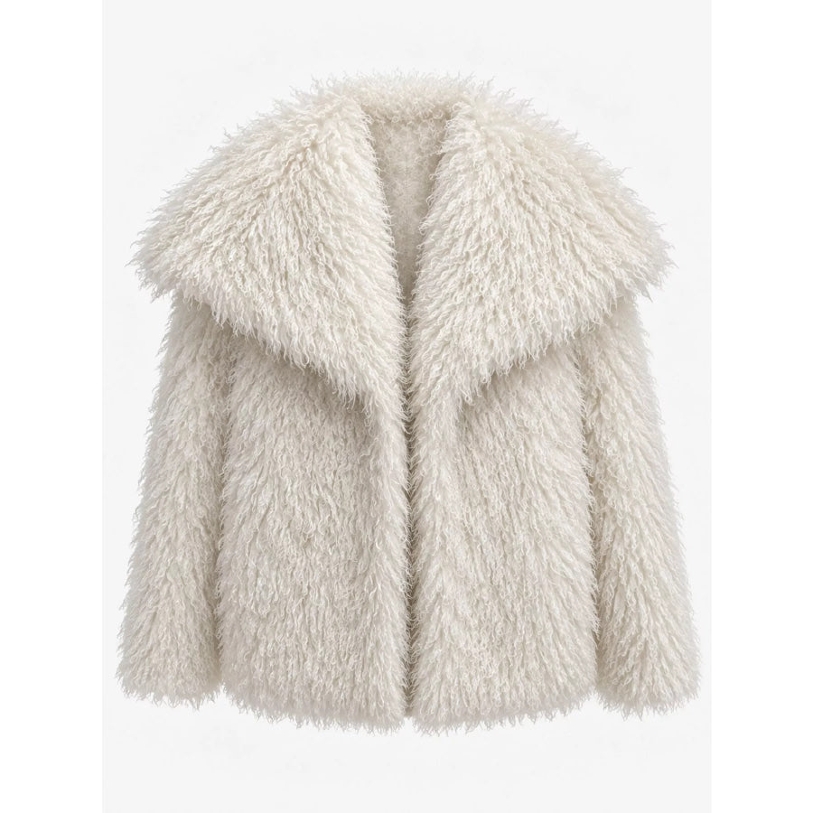 Fox Fur Collar Winter Outerwear White-Curly With Oversized / M Apparel and Accessories