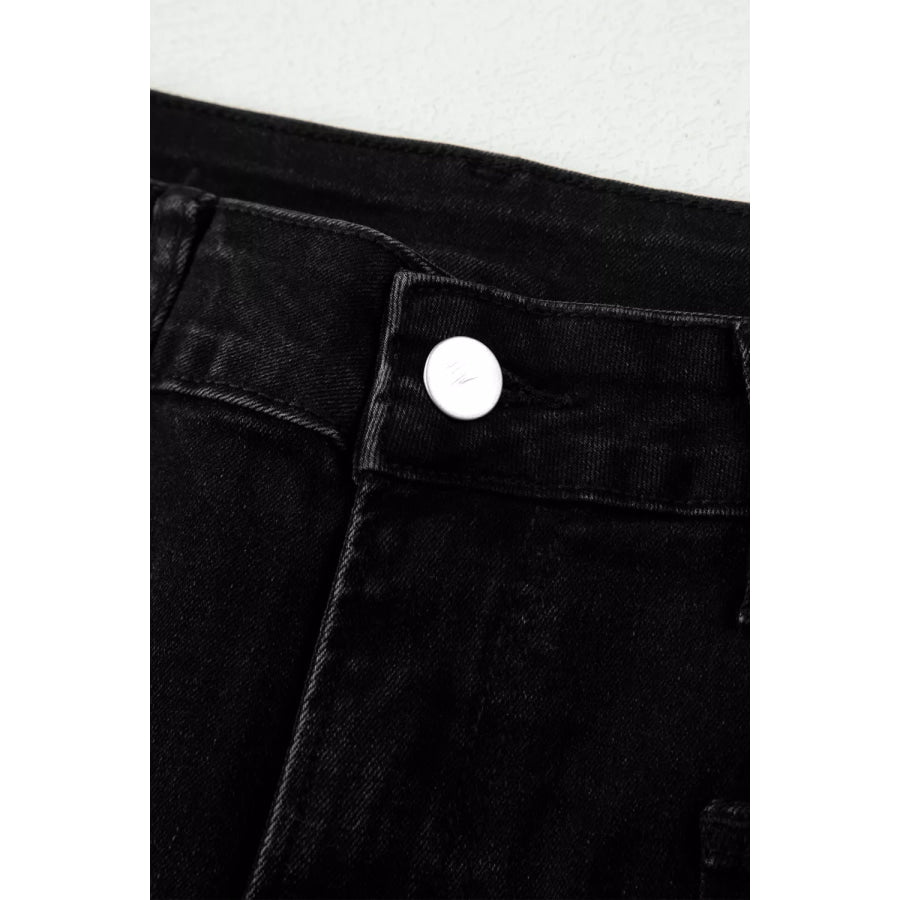 Frayed Cropped Straight Jeans Apparel and Accessories
