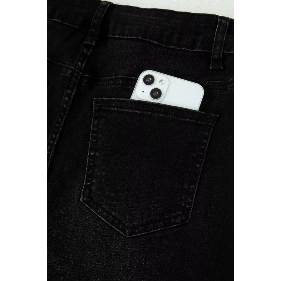 Frayed Cropped Straight Jeans Apparel and Accessories