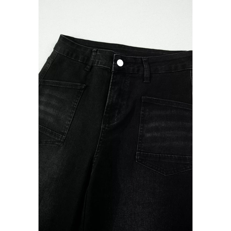 Frayed Cropped Straight Jeans Apparel and Accessories