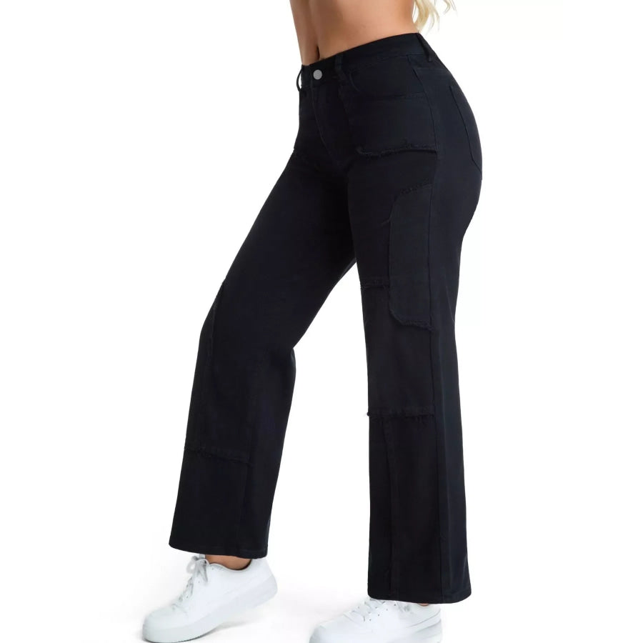 Frayed Edge Straight Leg Jeans Apparel and Accessories