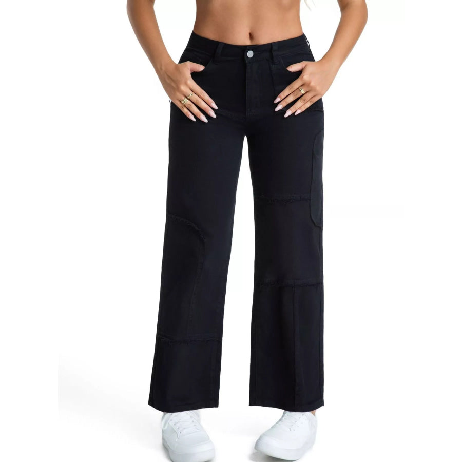 Frayed Edge Straight Leg Jeans Apparel and Accessories