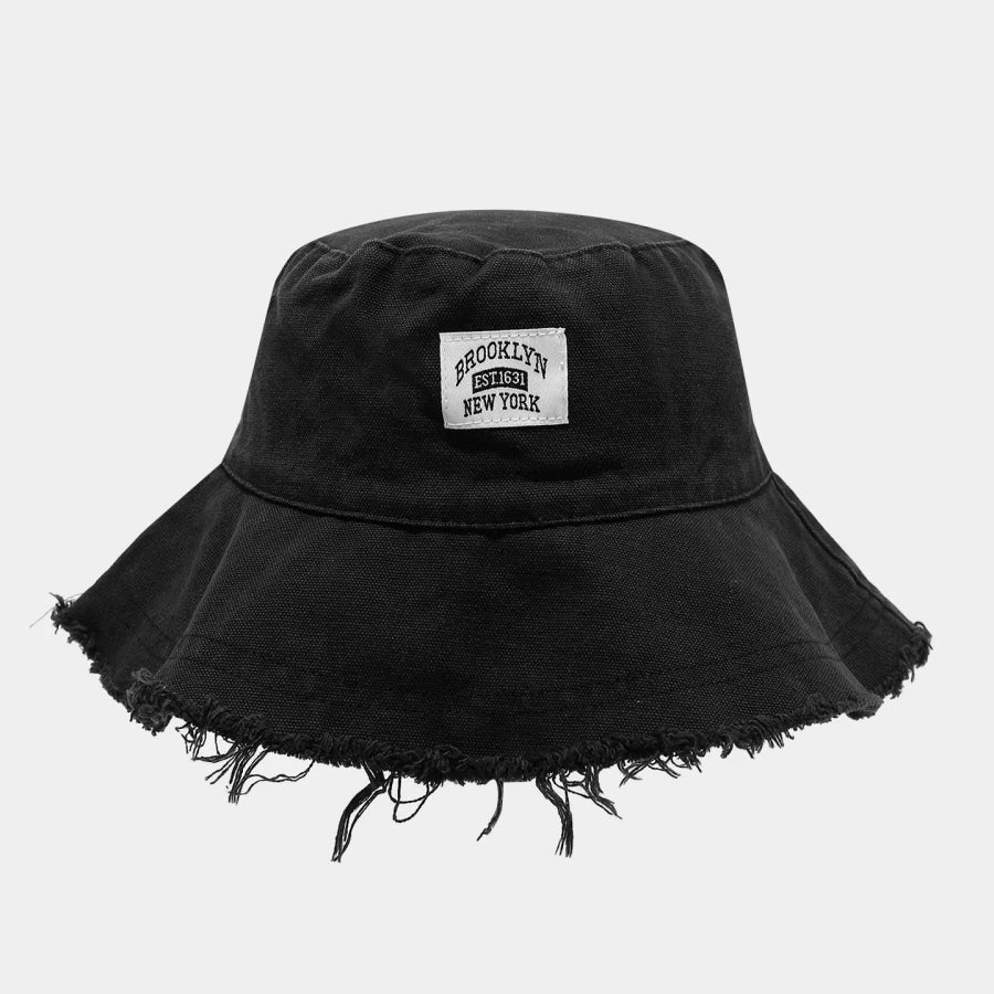 Frayed Hem Bucket Hat Black / One Size Apparel and Accessories