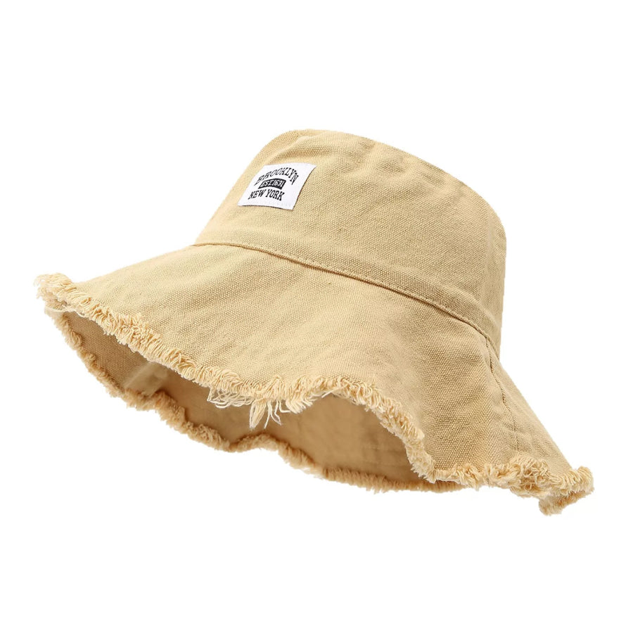 Frayed Hem Bucket Hat Light Yellow / One Size Apparel and Accessories