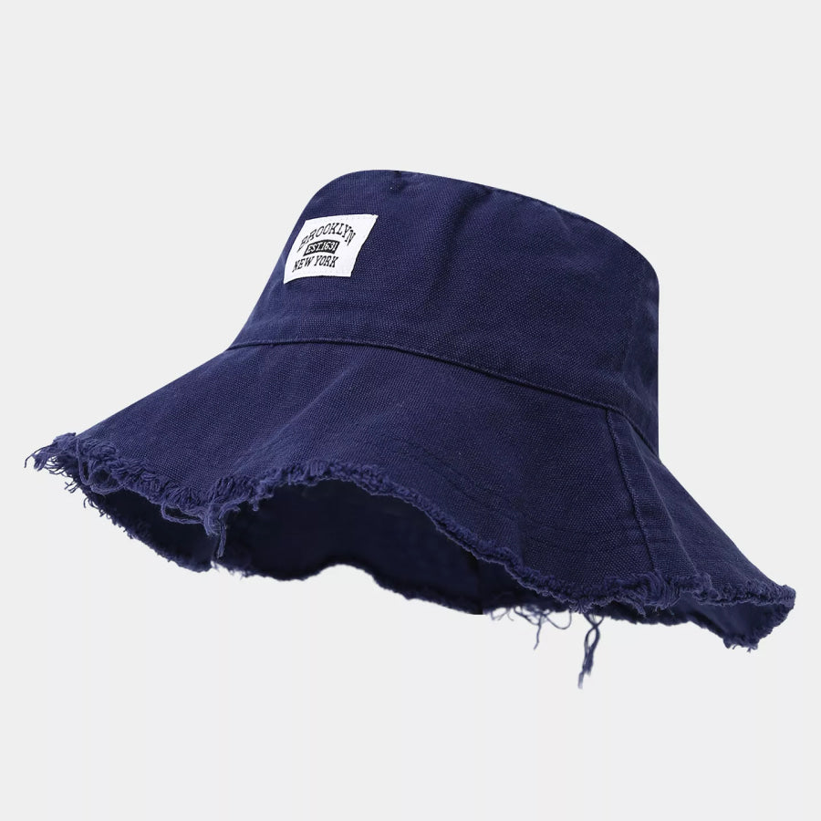 Frayed Hem Bucket Hat Navy Blue / One Size Apparel and Accessories