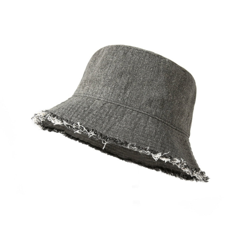 Frayed Hem Denim Bucket Hat Apparel and Accessories