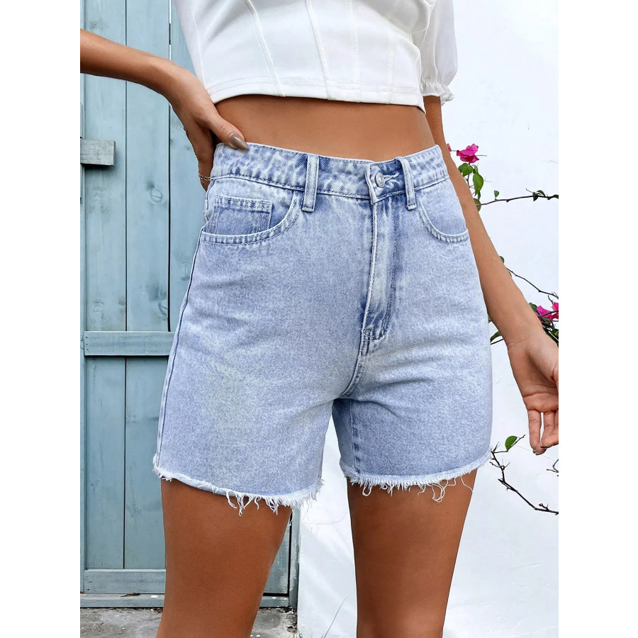 Frayed Hem Denim Shorts Light / XS Apparel and Accessories