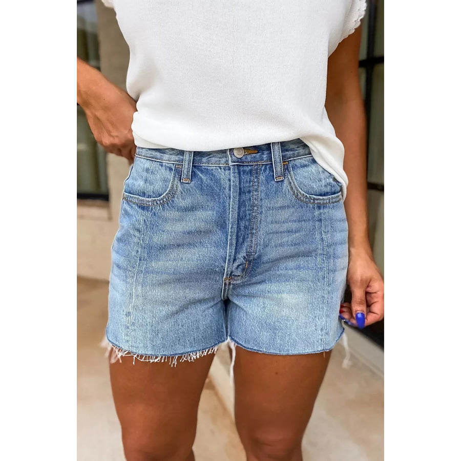 Frayed Hem High-Waisted Denim Shorts Medium / 4 Apparel and Accessories