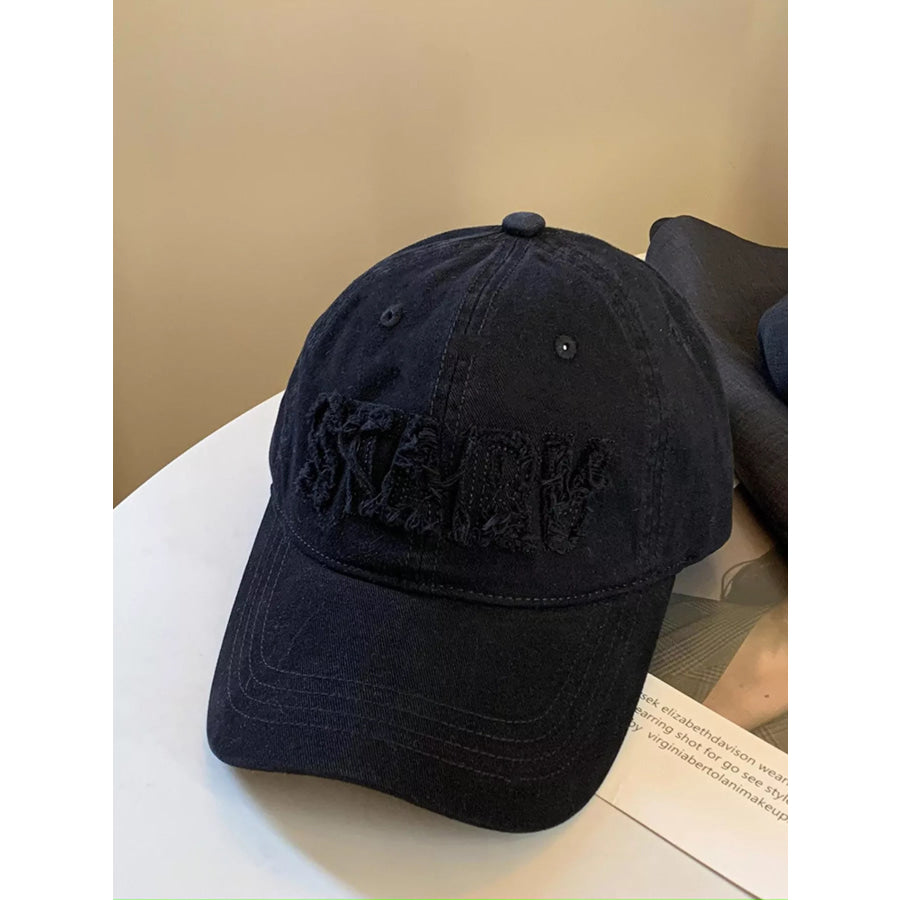 Frayed Letter Baseball Cap Black / One Size Apparel and Accessories