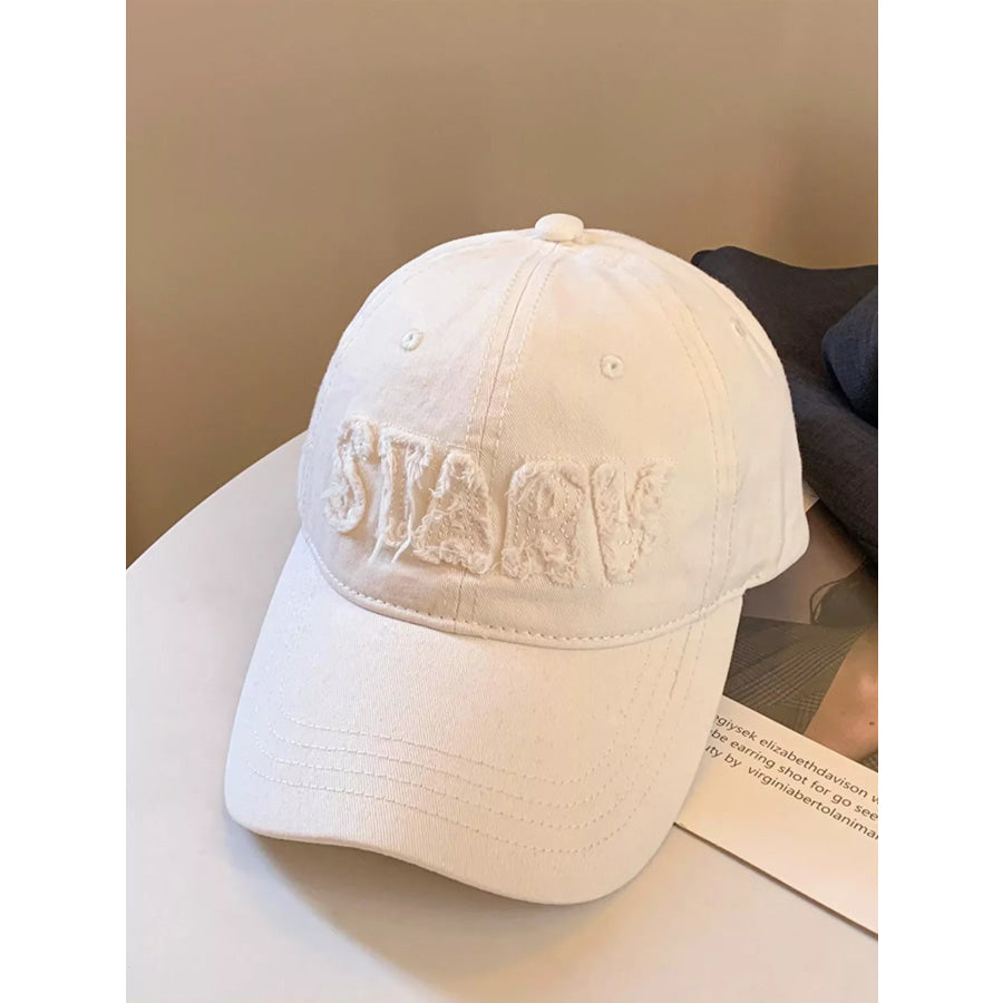 Frayed Letter Baseball Cap Milky White / One Size Apparel and Accessories