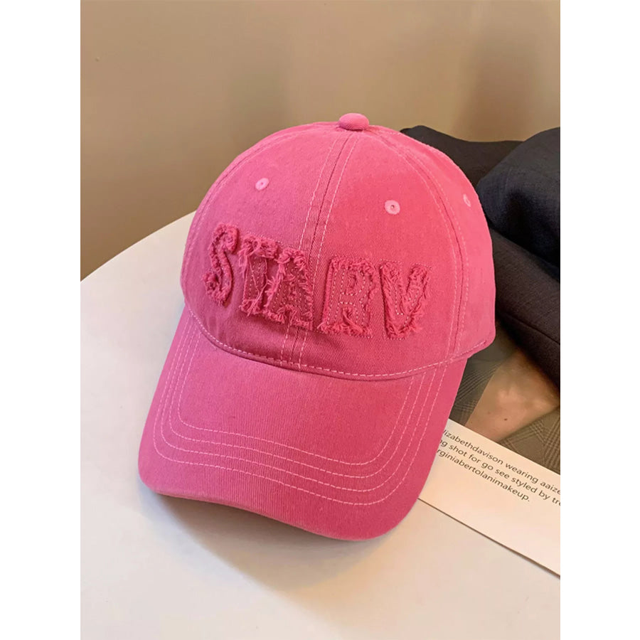 Frayed Letter Baseball Cap Rose Red / One Size Apparel and Accessories