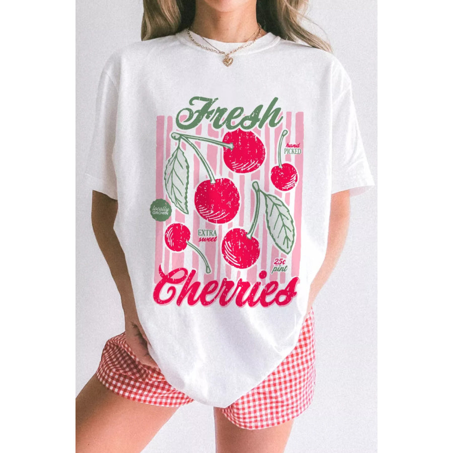 Fresh Cherries Graphic Oversized T-Shirt White / M Apparel and Accessories