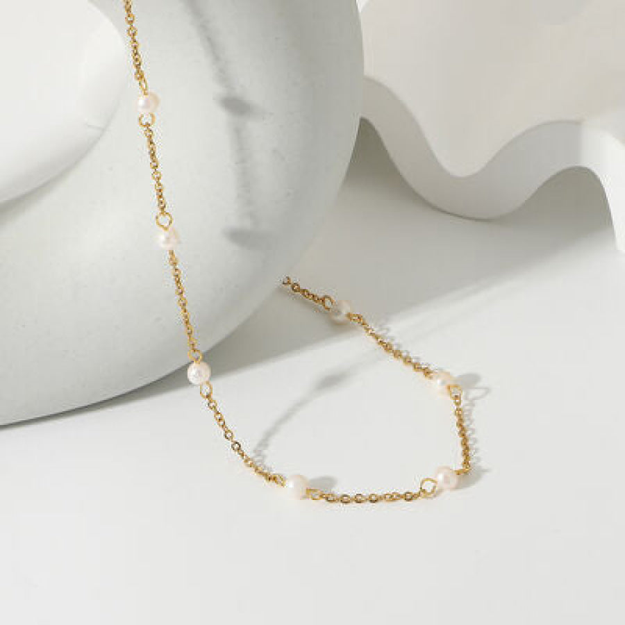 Freshwater Pearl 18K Gold - Plated Necklace Gold / One Size Apparel and Accessories