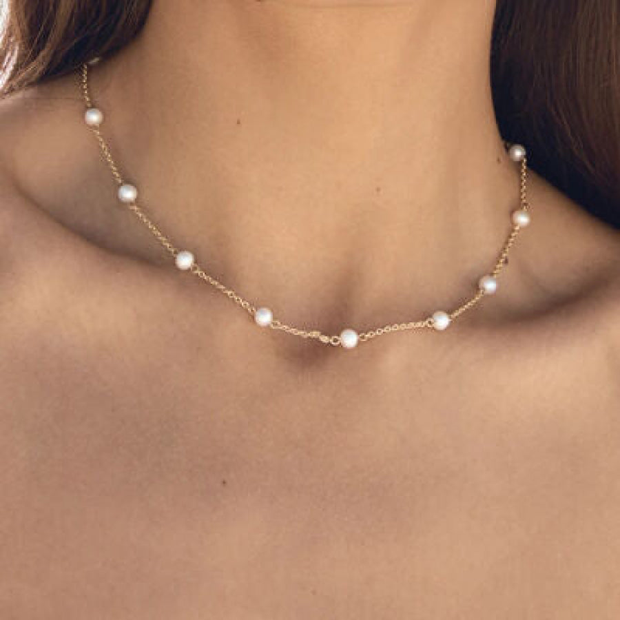 Freshwater Pearl 18K Gold - Plated Necklace Gold / One Size Apparel and Accessories