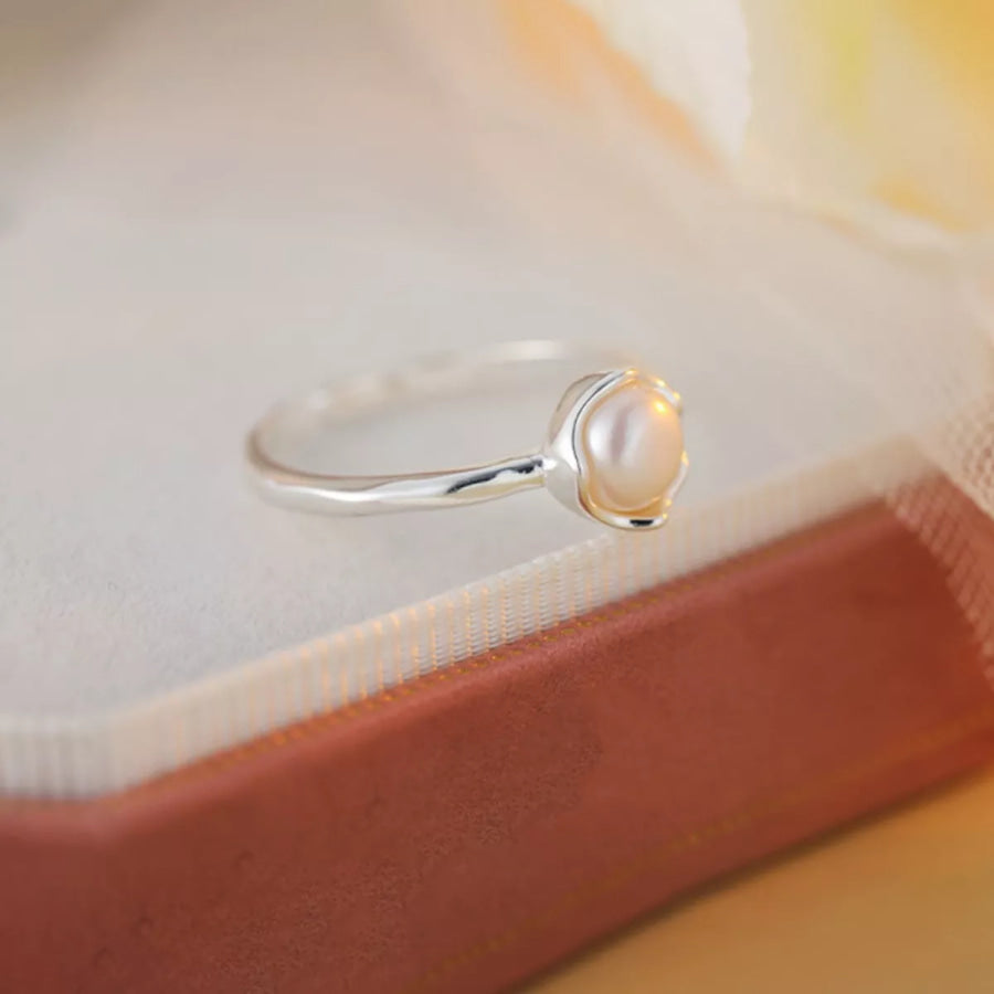 Freshwater Pearl 925 Sterling Silver Open Ring Silver / One Size Apparel and Accessories