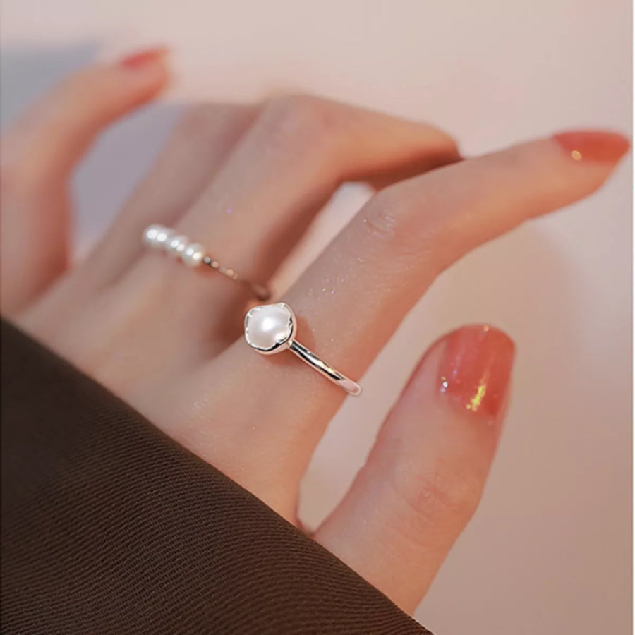 Freshwater Pearl 925 Sterling Silver Open Ring Silver / One Size Apparel and Accessories