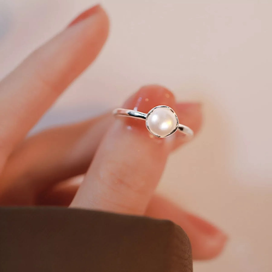 Freshwater Pearl 925 Sterling Silver Open Ring Silver / One Size Apparel and Accessories