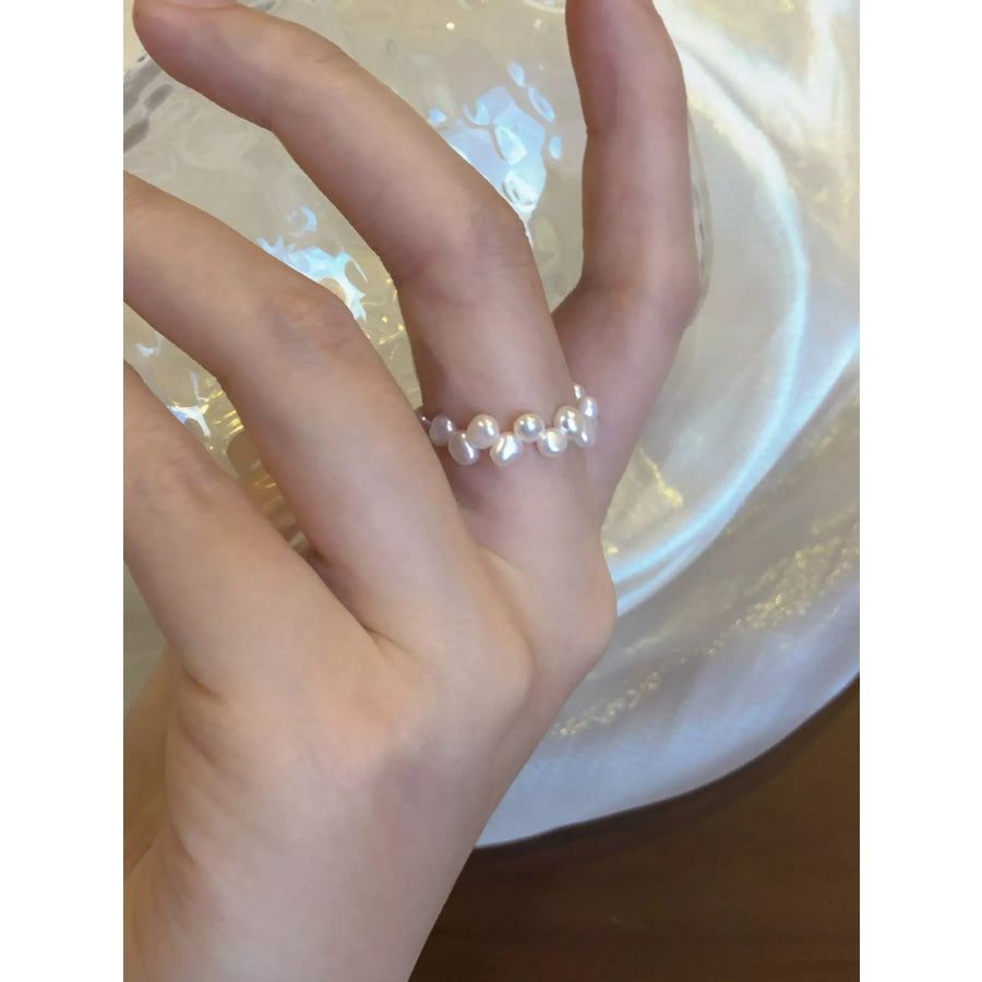 Freshwater Pearl Bead Ring White / One Size Apparel and Accessories