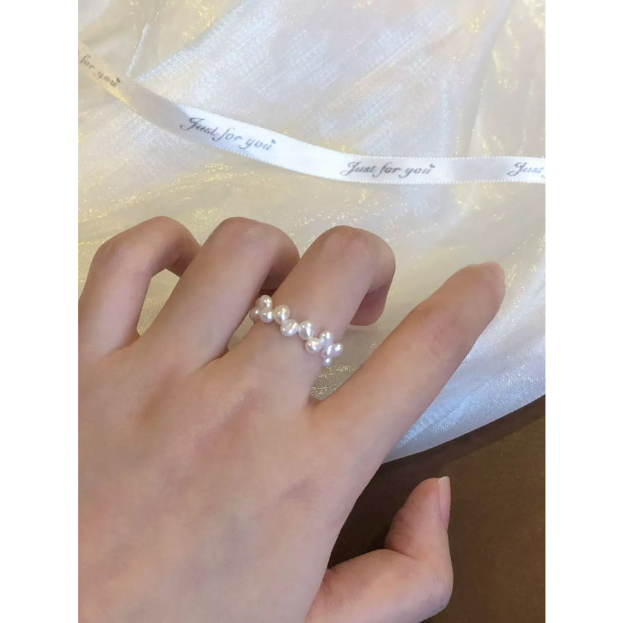 Freshwater Pearl Bead Ring White / One Size Apparel and Accessories