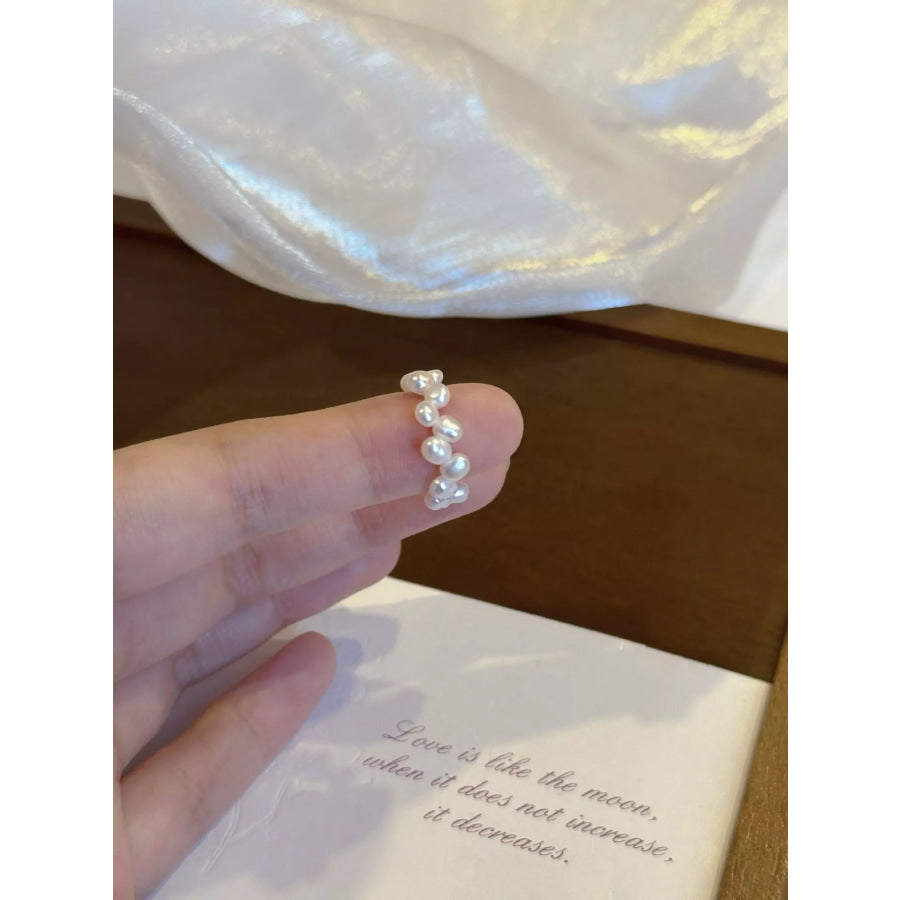 Freshwater Pearl Bead Ring White / One Size Apparel and Accessories