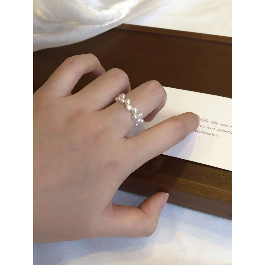 Freshwater Pearl Bead Ring White / One Size Apparel and Accessories