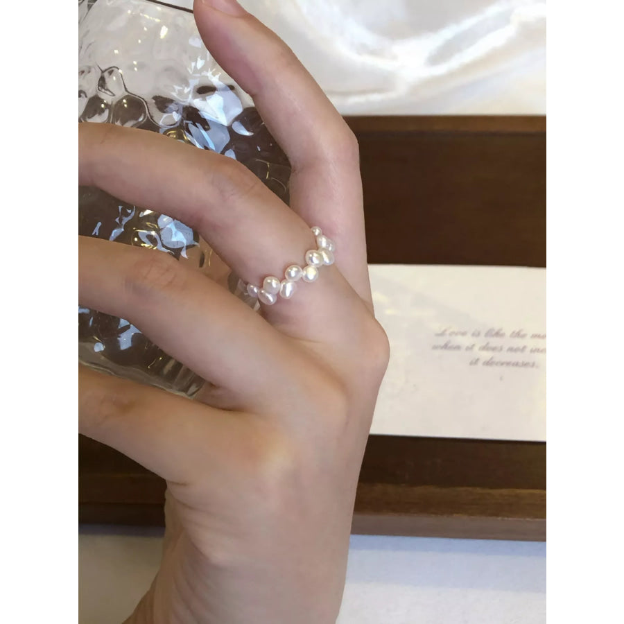 Freshwater Pearl Bead Ring White / One Size Apparel and Accessories