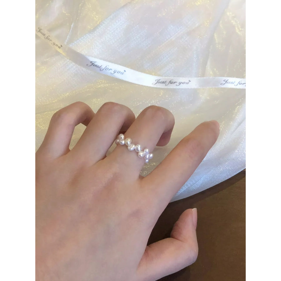 Freshwater Pearl Bead Ring White / One Size Apparel and Accessories