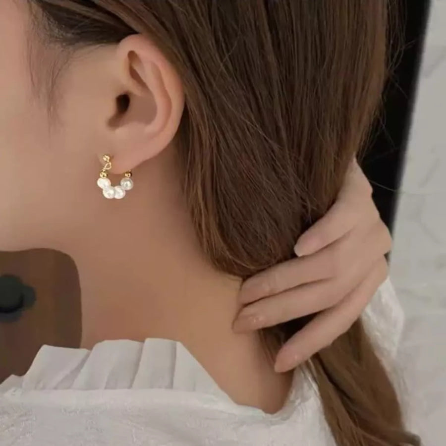 Freshwater Pearl Hoop Earrings Gold / One Size Apparel and Accessories