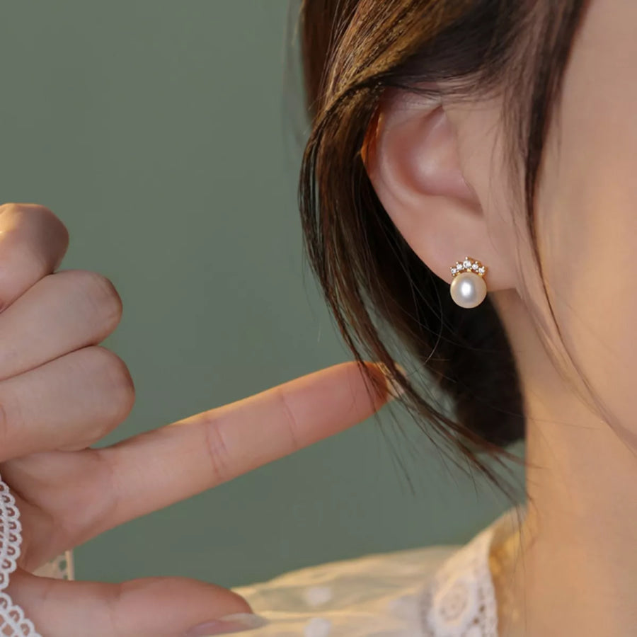 Freshwater Pearl Stud Earrings Cream / One Size Apparel and Accessories