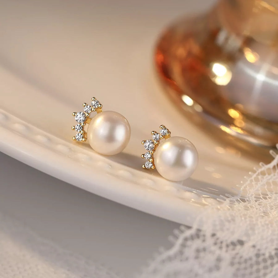 Freshwater Pearl Stud Earrings Cream / One Size Apparel and Accessories