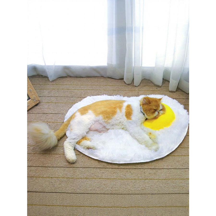 Fried Egg Design Plush Pet Mat Poached eggs / One Size Apparel and Accessories