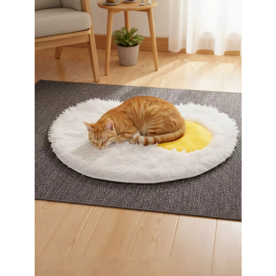 Fried Egg Design Plush Pet Mat Poached eggs / One Size Apparel and Accessories