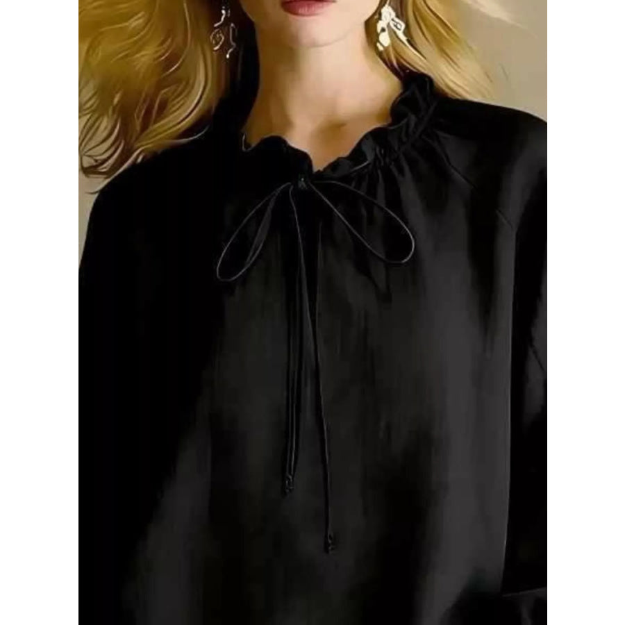 Frill Balloon Sleeve Blouse Apparel and Accessories