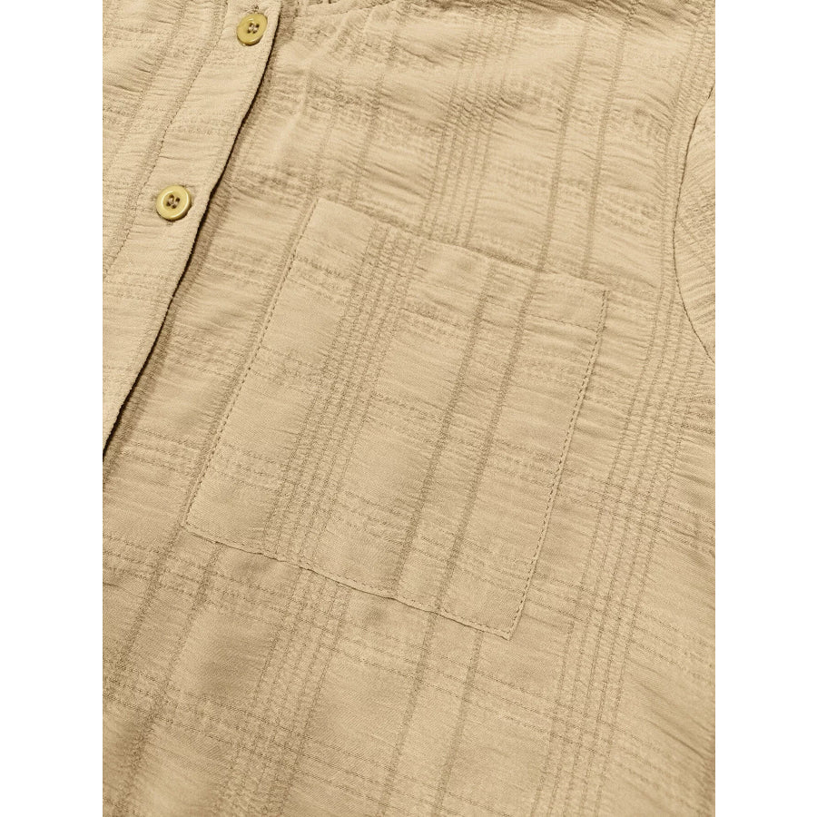 Frill Button Down Long Sleeve Shirt Apparel and Accessories