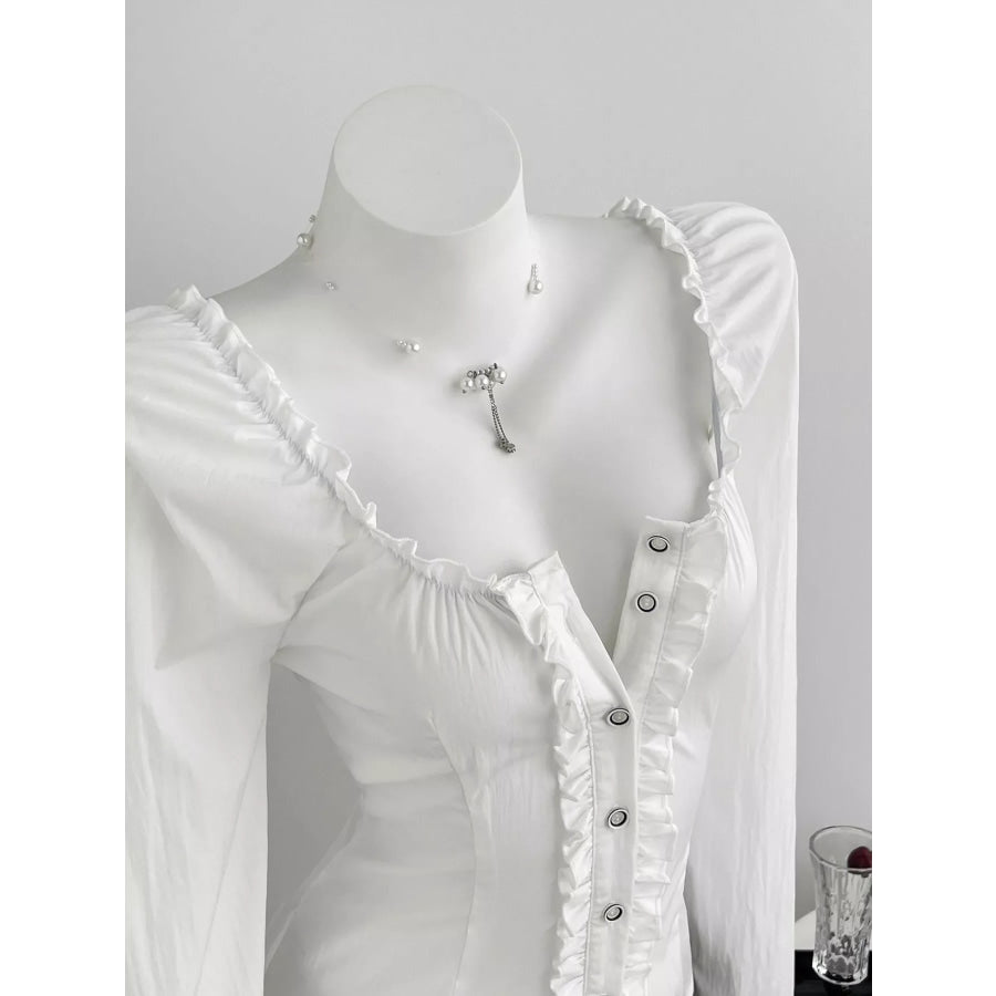 Frill Button Up Shirt Apparel and Accessories