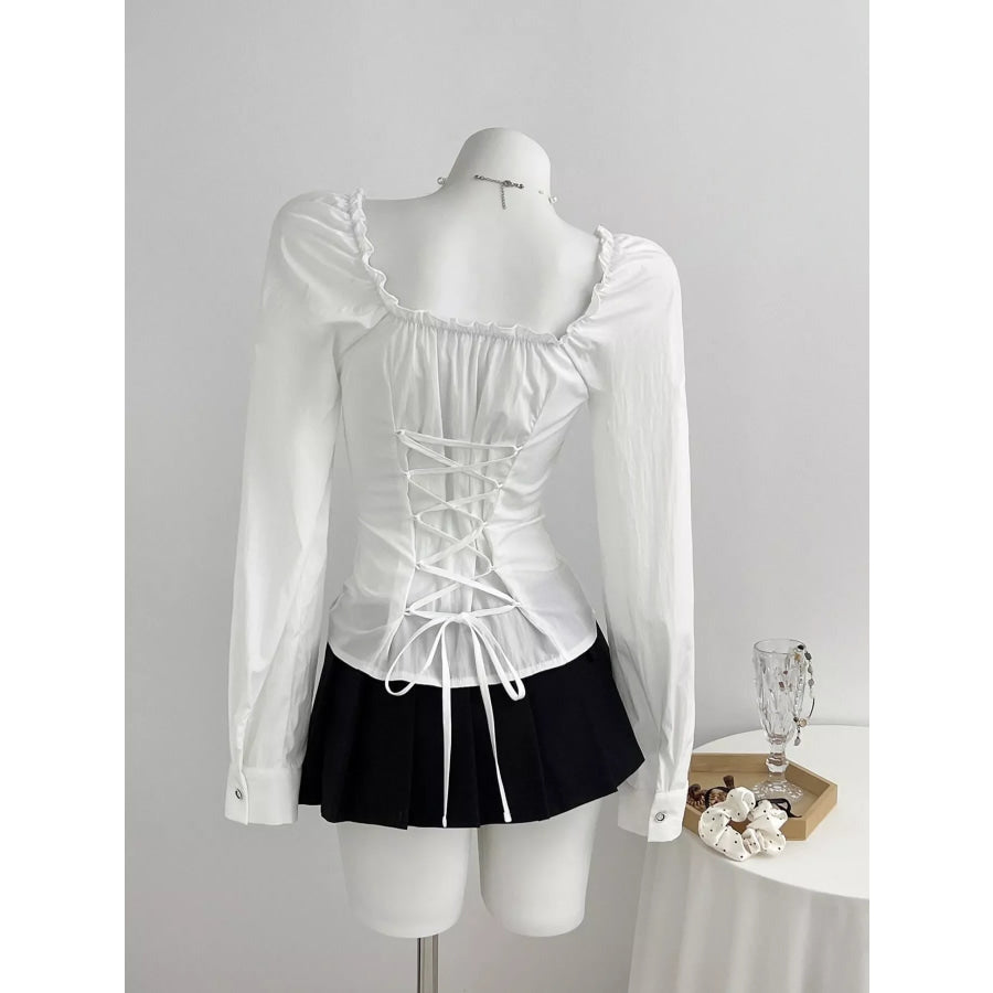 Frill Button Up Shirt Apparel and Accessories