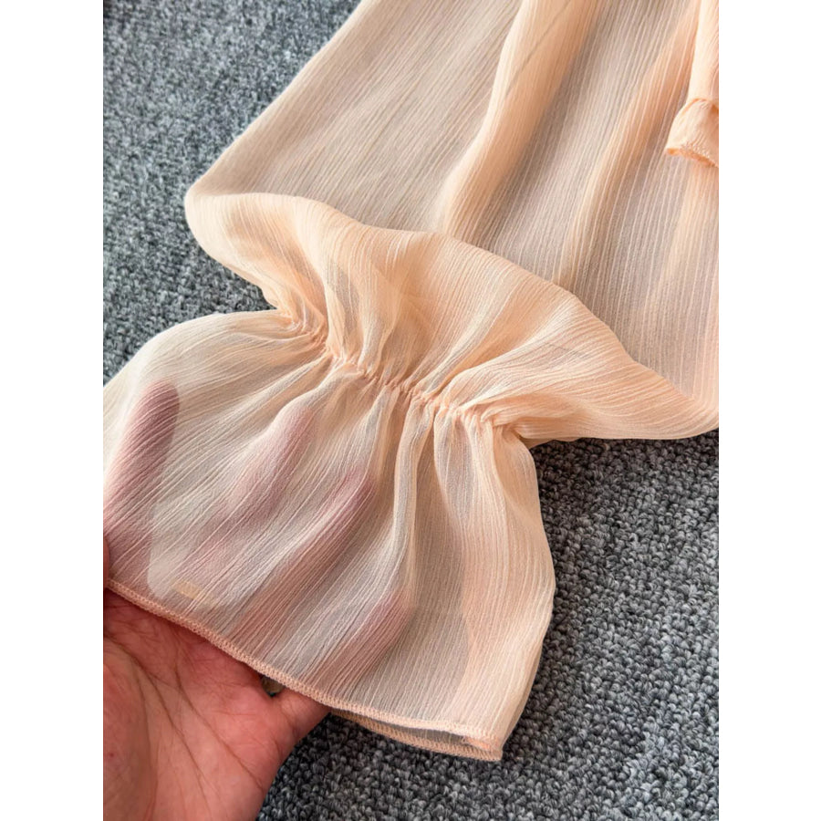Frill Flounce Sleeve Blouse Apparel and Accessories