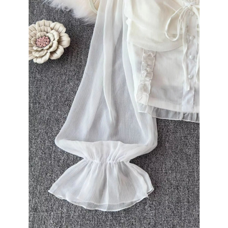 Frill Flounce Sleeve Blouse Apparel and Accessories