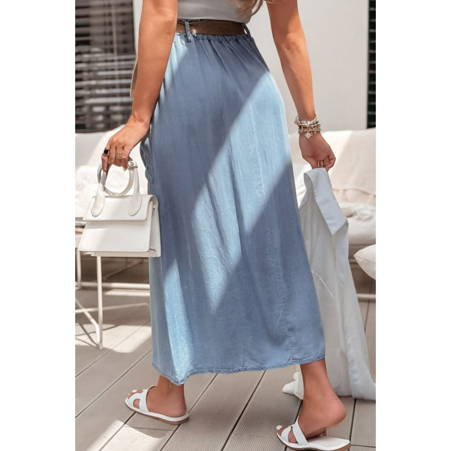 Frill Midi Skirt with Pockets Apparel and Accessories