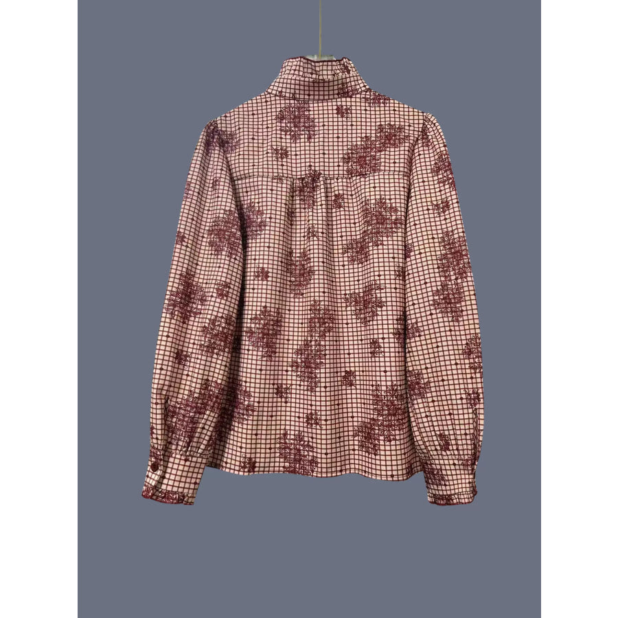 Frill Plaid Button Up Shirt Apparel and Accessories