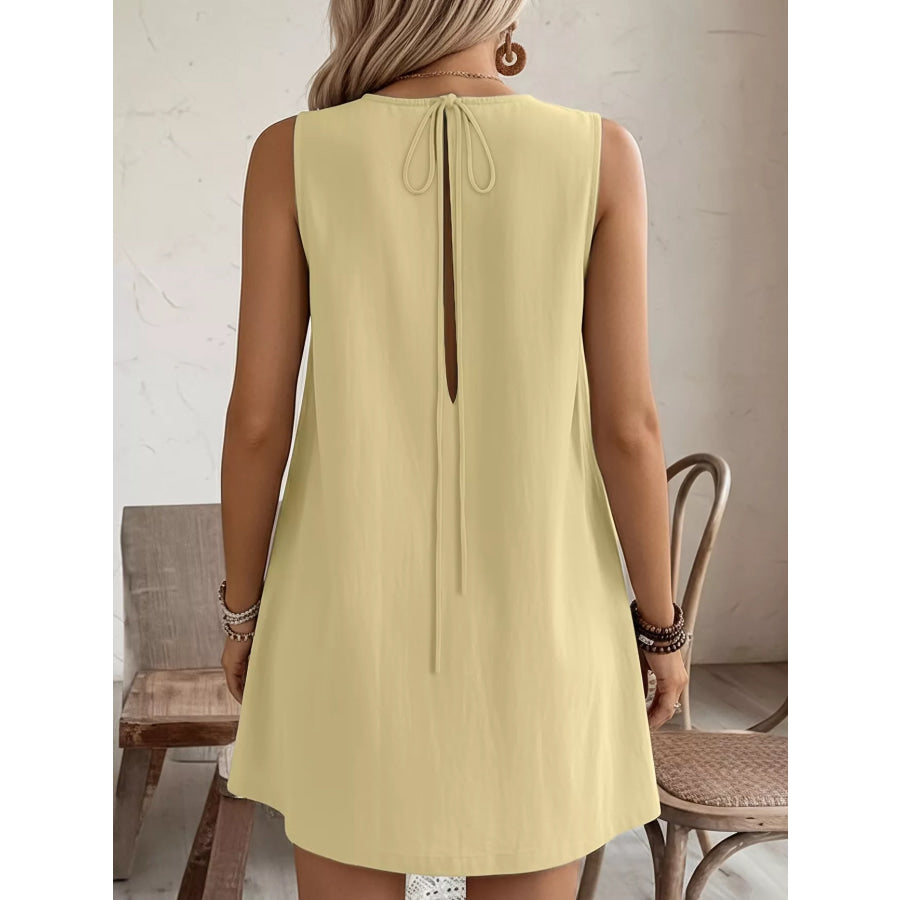 Frill Sleeveless Round Neck Dress Apparel and Accessories