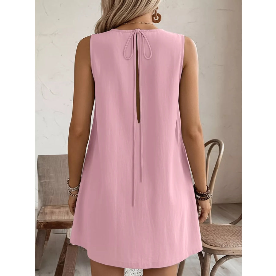 Frill Sleeveless Round Neck Dress Apparel and Accessories