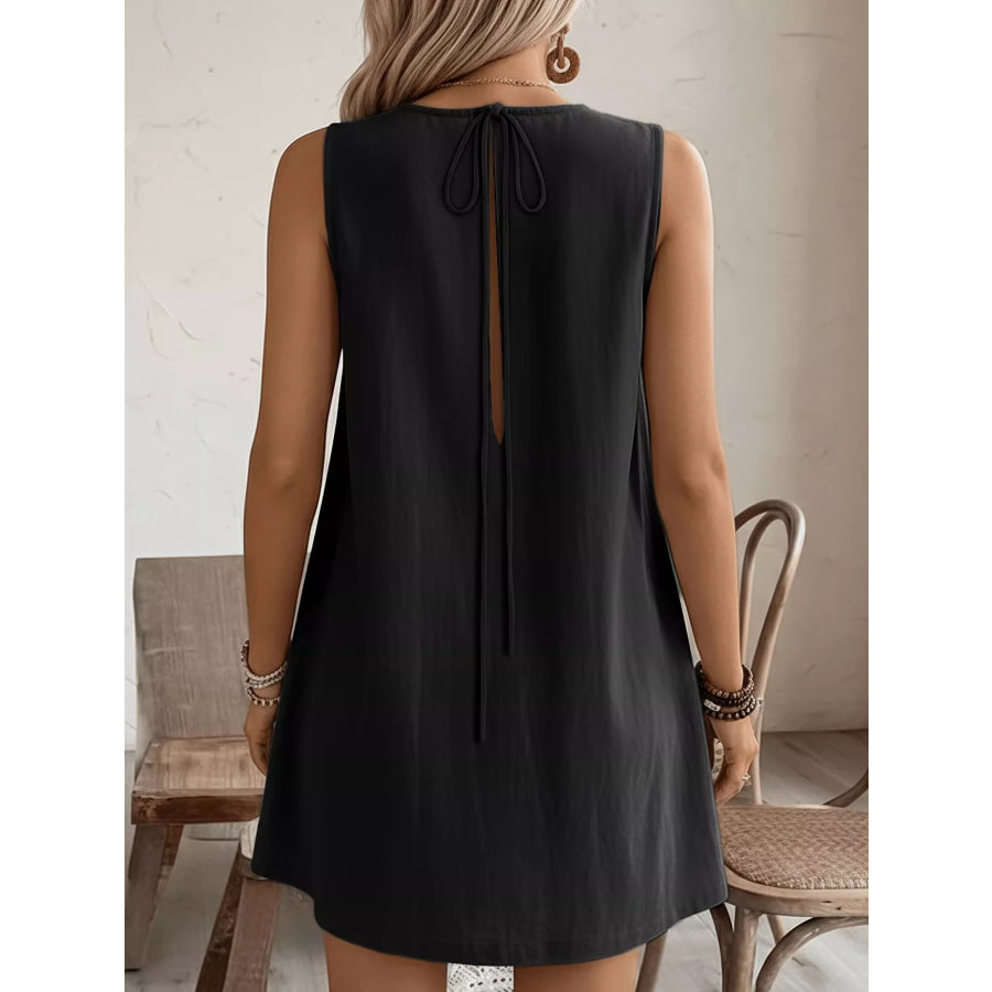 Frill Sleeveless Round Neck Dress Apparel and Accessories