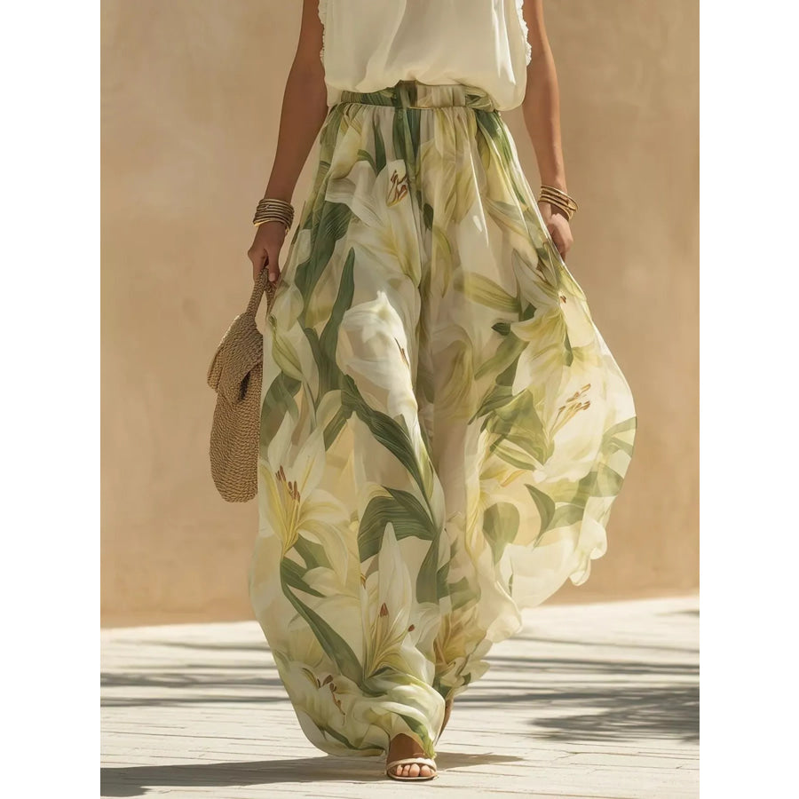 Frill Sleeveless Top and Wide-Leg Pants Two-Piece Set Apparel and Accessories
