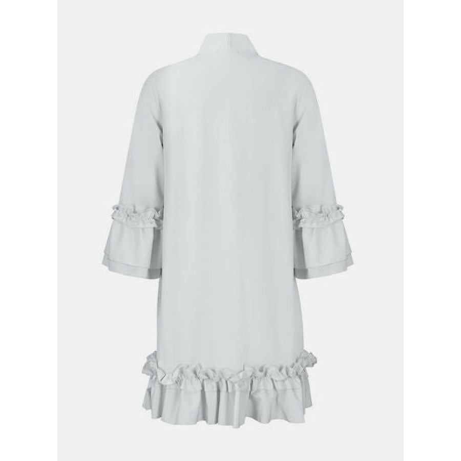 Frill Tie Neck Three - Quarter Sleeve Dress Apparel and Accessories