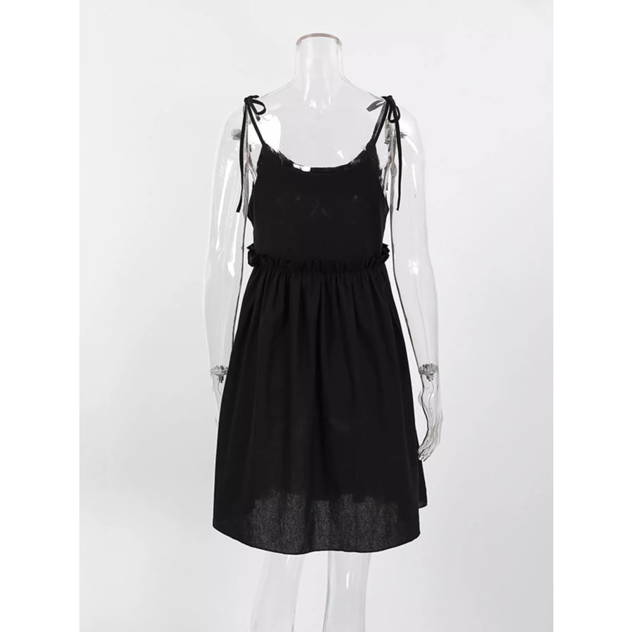Frill Tie Shoulder Mini Dress Apparel and Accessories