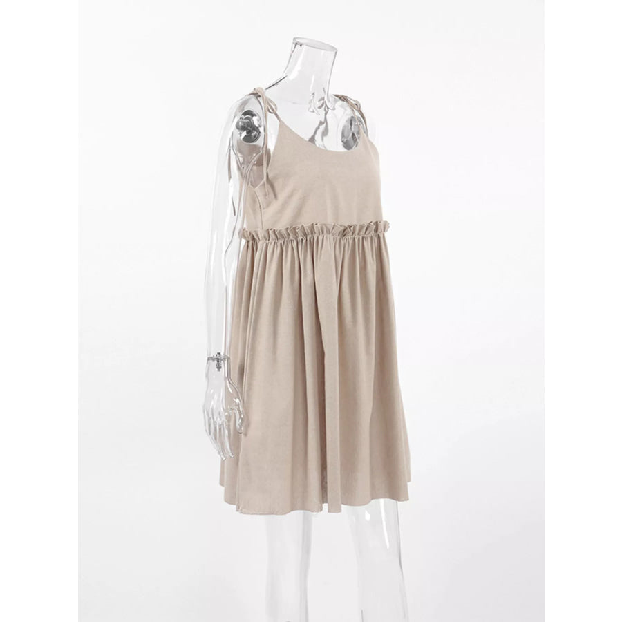 Frill Tie Shoulder Mini Dress Apparel and Accessories